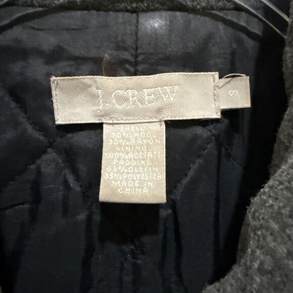 J Crew Pea Coat Jacket Charcoal Gray Wool Double Breasted Pockets Size Small - Picture 3 of 10